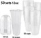 50 Set 12 oz Disposable Clear Plastic Cups with Dome Lids and Straws, Durable Plastic Party Cups for Iced Coffee, Milk Tea, Assorted Beverages, Perfect for Parties, Wedding, Festival Events
